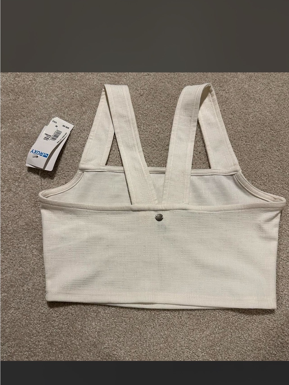 Roxy White Ribbed Crop Tank - Picture 3 of 4